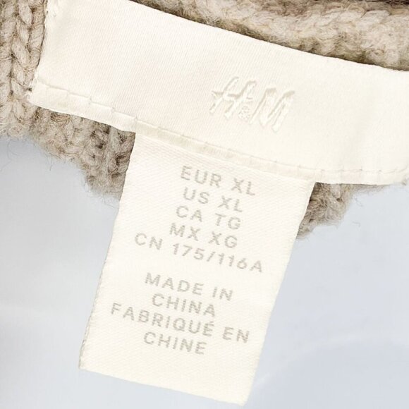 H&M Rib Knit Wool Button Front Loose Oversized Fit Cardigan Sweater Top Taupe - Picture 7 of 8